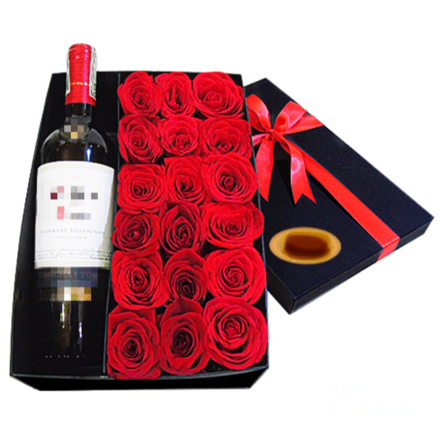 18 Roses & Wine in a Box
