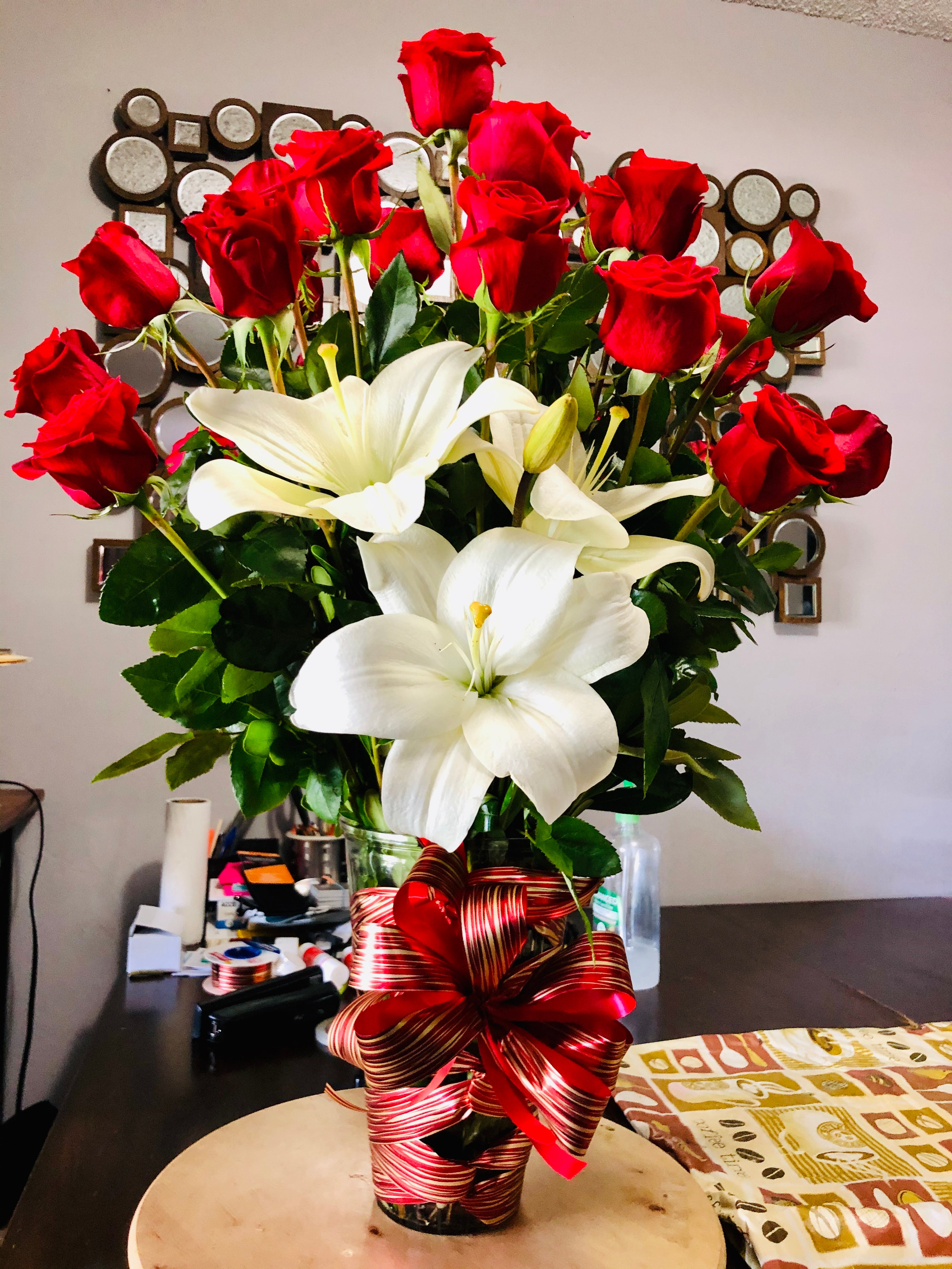 24 Stem Roses with Lilies