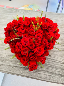 50 Red Roses Solid Heart
