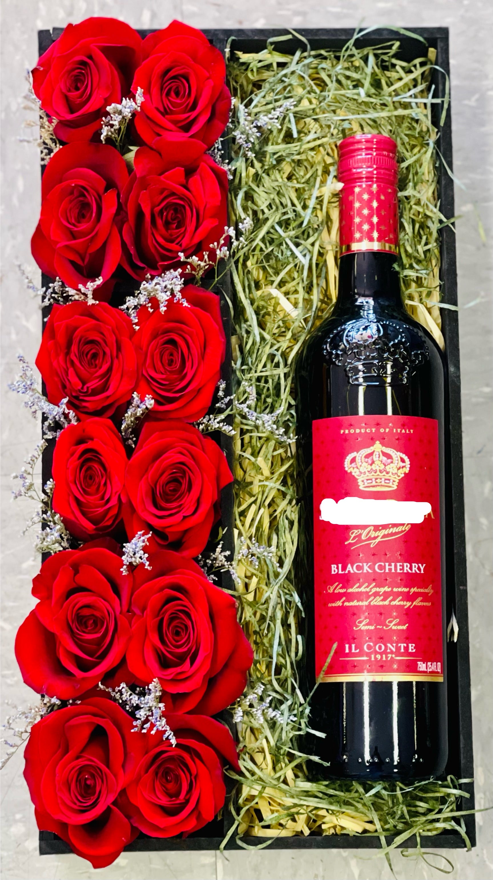 12 Roses & Wine in a Box